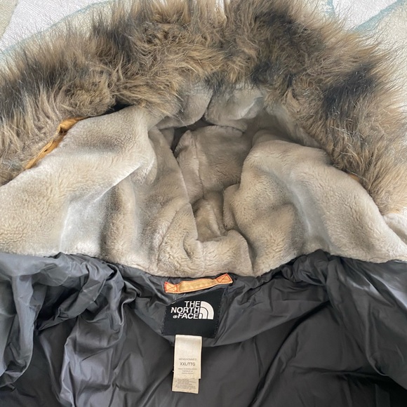 The North Face 550 Hyvent Mens McMurdo Parka Down Filled Fur Trim Hood Tan Coat - Picture 6 of 9